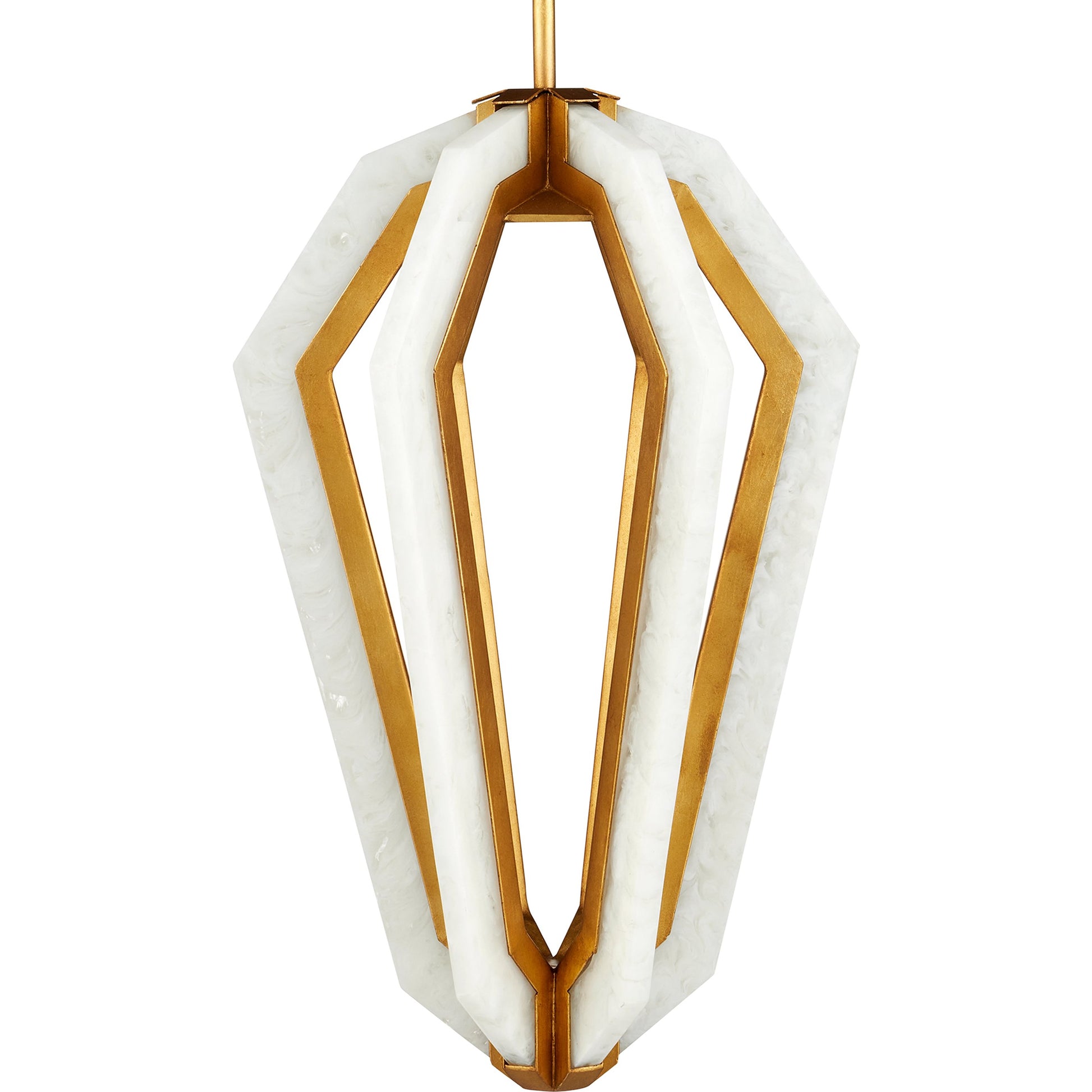 Riviere Pendant by Currey and Company in natural, contemporary gold leaf. Made from composite, wrought iron in a modern style.