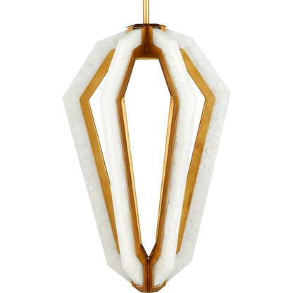 Riviere Pendant by Currey and Company in natural, contemporary gold leaf. Made from composite, wrought iron in a modern style.