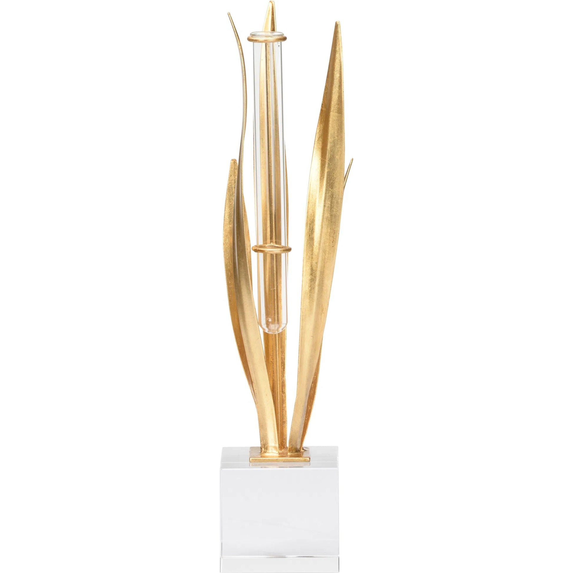 Gold Leaf Vase by Chelsea House in gold and gold leaf, clear. Made from unique in a modern style.