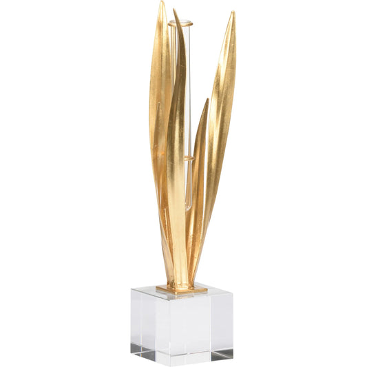 Gold Leaf Vase by Chelsea House in gold and gold leaf, clear. Made from unique in a unique style.