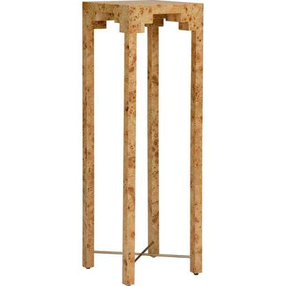 Falls Pedestal by Chelsea House in brown, gold and mappa burl, antique brass. Made from unique in a modern style.