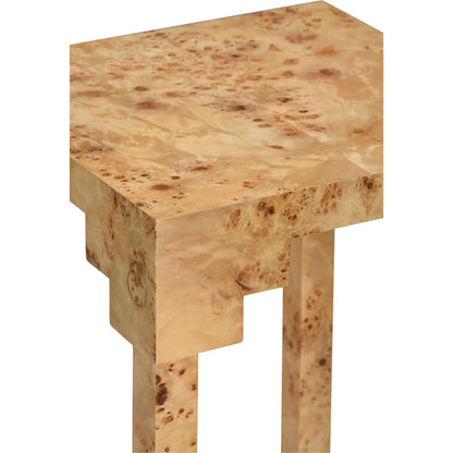 Falls Pedestal by Chelsea House in brown, gold and mappa burl, antique brass. Made from unique in a modern style.