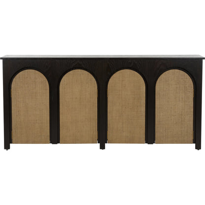 Wrightsbury Console by Chelsea House in black and black, natural. Made from wood, grasscloth in a traditional style.