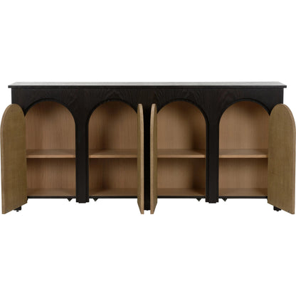Wrightsbury Console by Chelsea House in black and black, natural. Made from wood, grasscloth in a traditional style.