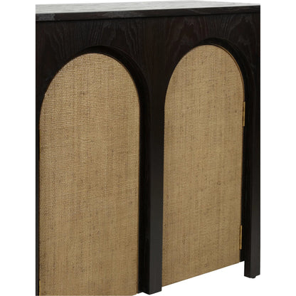 Wrightsbury Console by Chelsea House in black and black, natural. Made from wood, grasscloth in a traditional style.