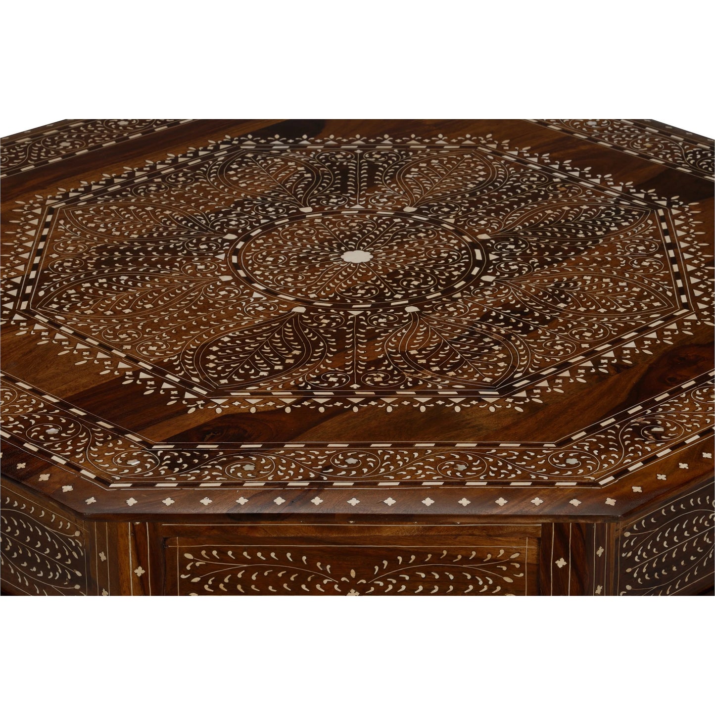 002 SI-2334685 | Closeup | Aryana Center Table by Chelsea House in brown, white, cream and natural, white. Made from unique in a traditional style.