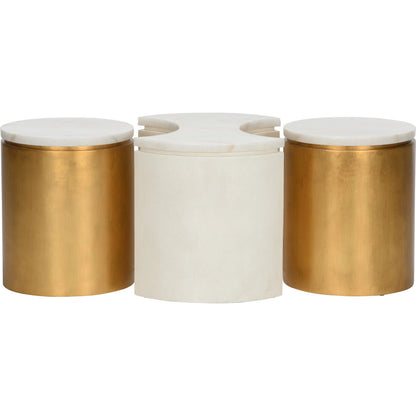 Chain Table Set by Chelsea House in white, cream, gold and cream, antique gold, natural white. Made from unique in a transitional style.