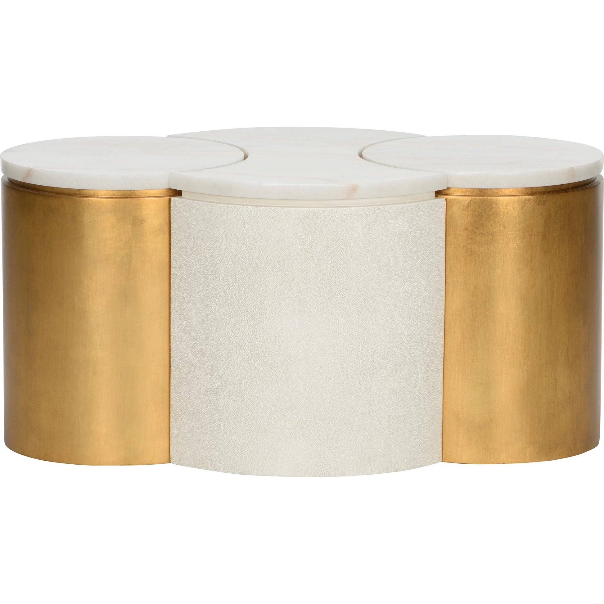 Chain Table Set by Chelsea House in white, cream, gold and cream, antique gold, natural white. Made from unique in a transitional style.