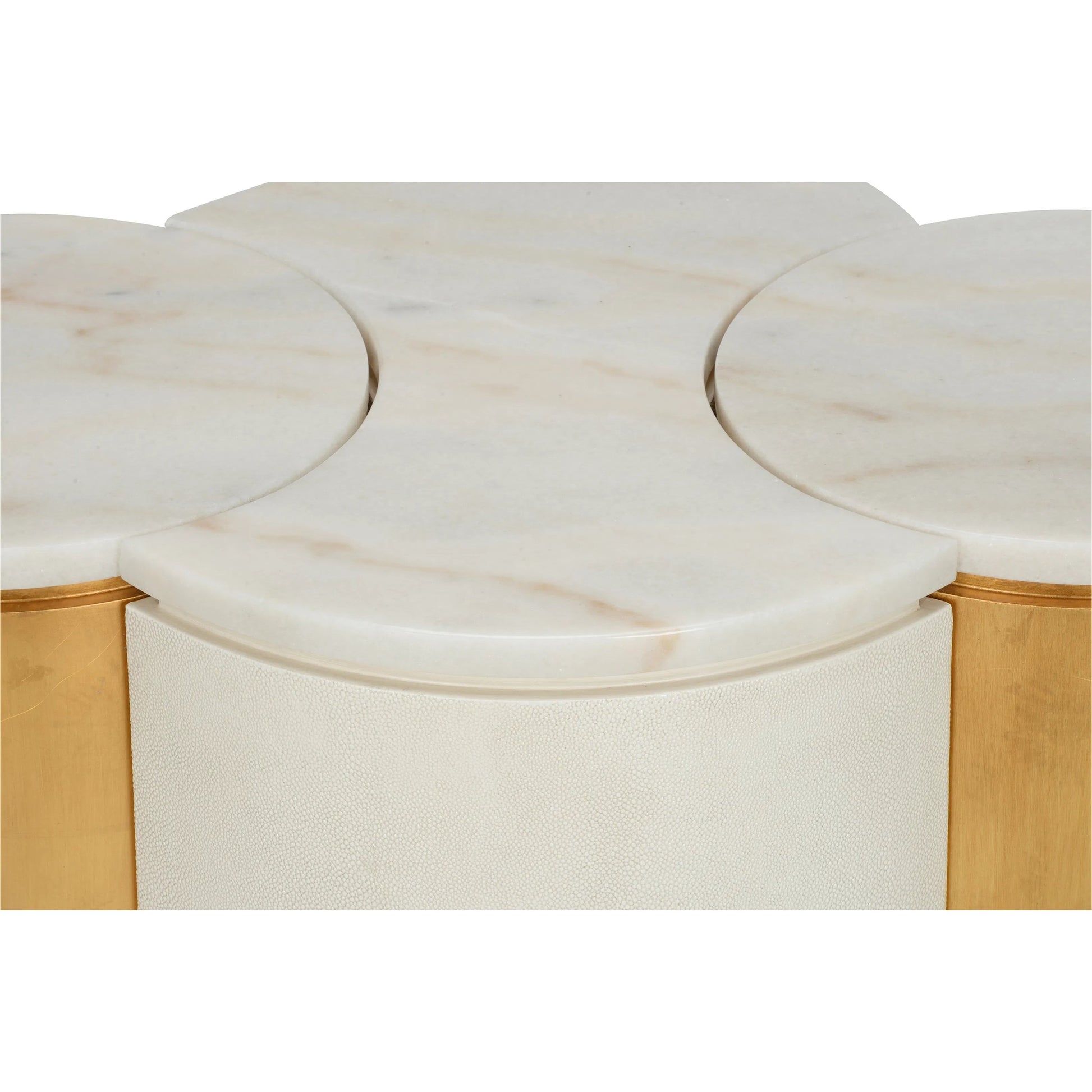 Chain Table Set by Chelsea House in white, cream, gold and cream, antique gold, natural white. Made from unique in a transitional style.