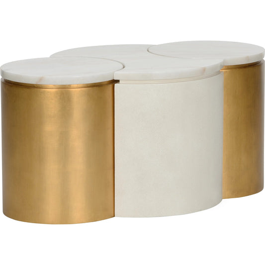 Chain Table Set by Chelsea House in white, cream, gold. Made from unique in a unique style.