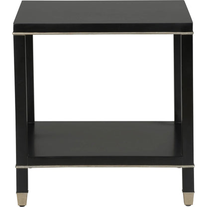 Jeza Side Table by Chelsea House in black, silver and black, antique silver leaf. Made from unique in a transitional style.