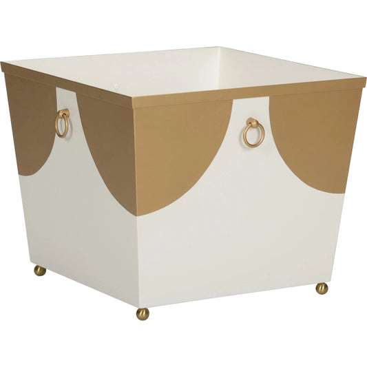 Plais Planter Short by Chelsea House in white, cream, gold. Made from unique in a unique style.