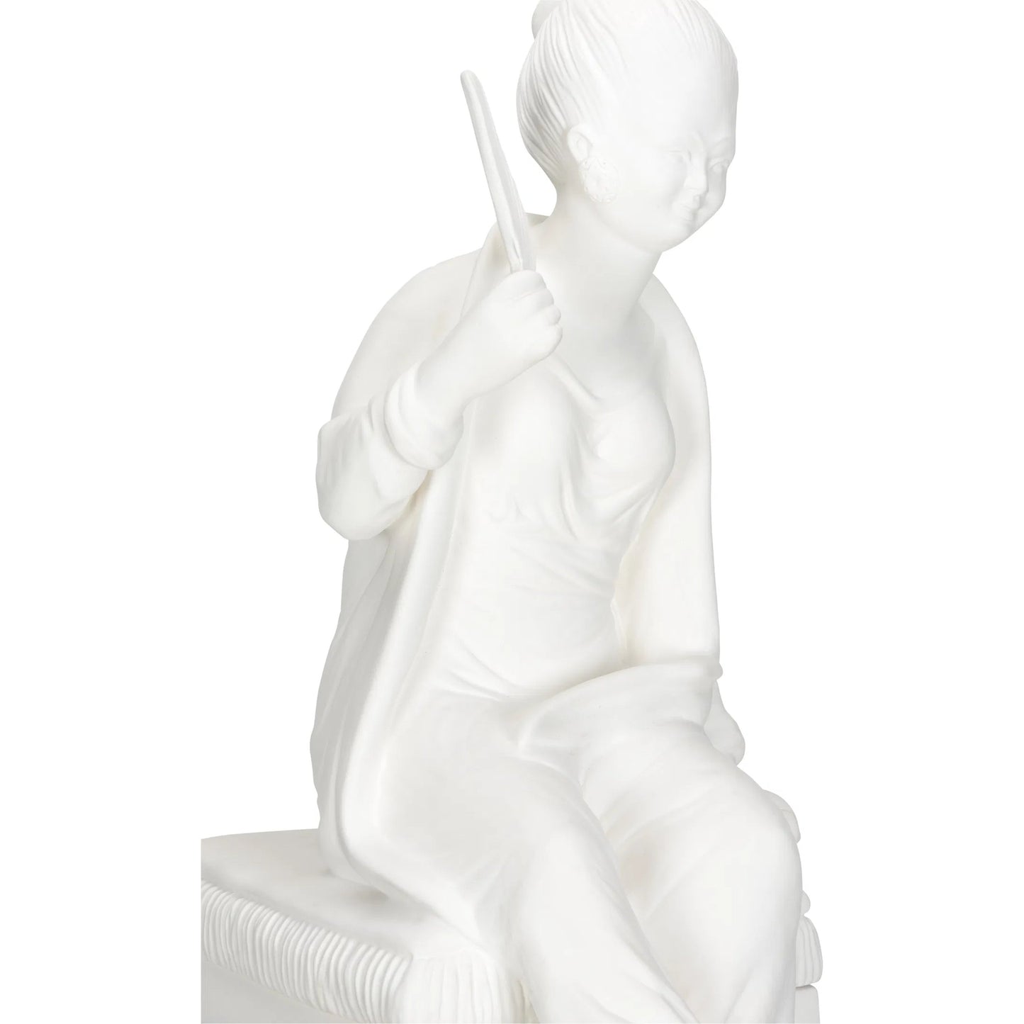 002 SI-2387675 | Closeup | Chinoserie Woman on Pedestal by Chelsea House in matte white glaze. Made from unique in a modern style.