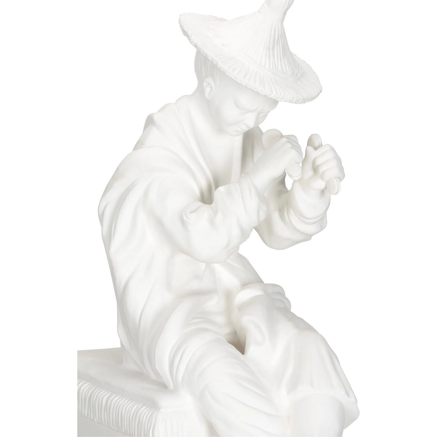 002 SI-2387674 | Closeup | Chinese Man on Pedestal by Chelsea House in matte white glaze. Made from unique in a modern style.