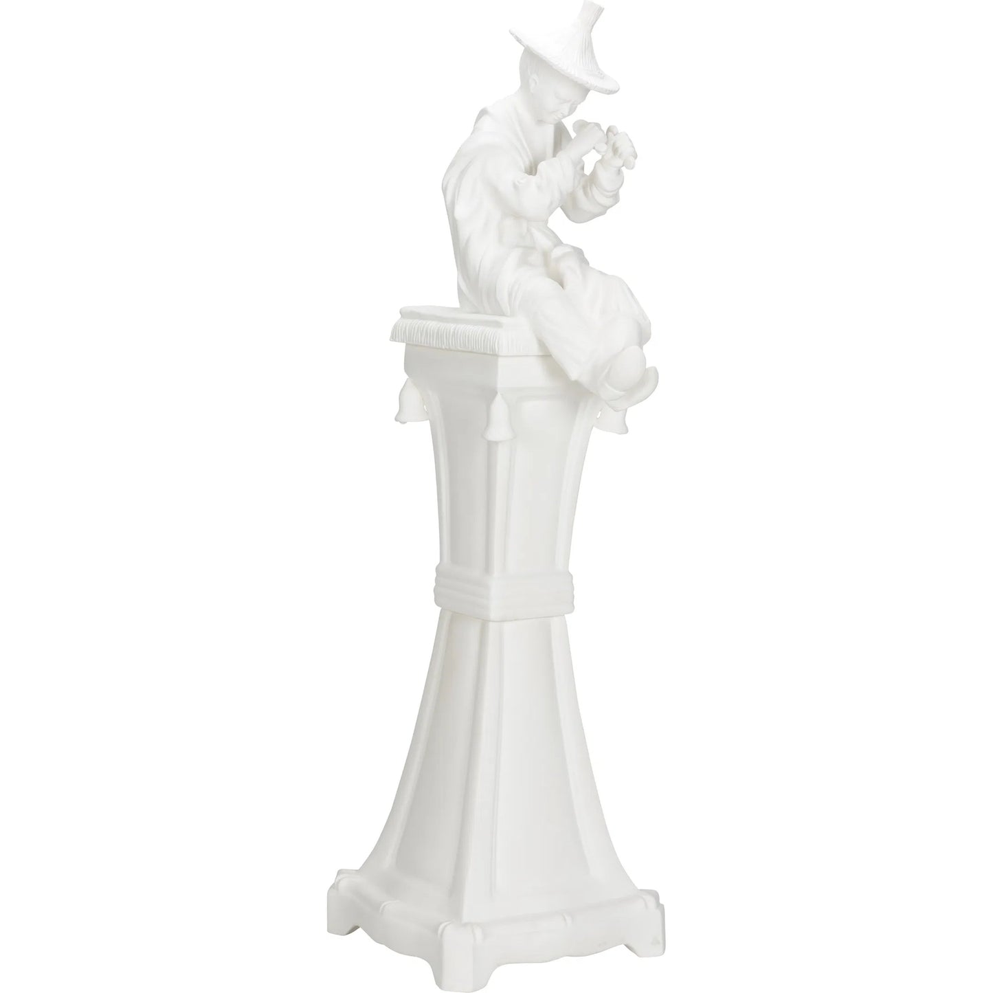 001 SI-2387674 | Primary Silo | Chinese Man on Pedestal by Chelsea House in matte white glaze. Made from unique in a modern style.