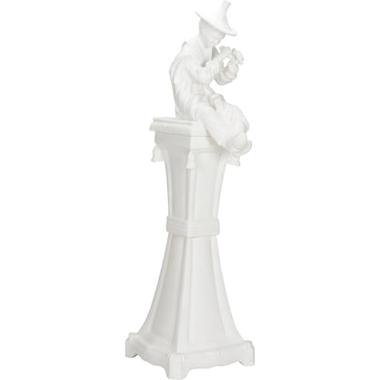 Chinese Man on Pedestal by Chelsea House in matte white glaze. Made from unique in a modern style.