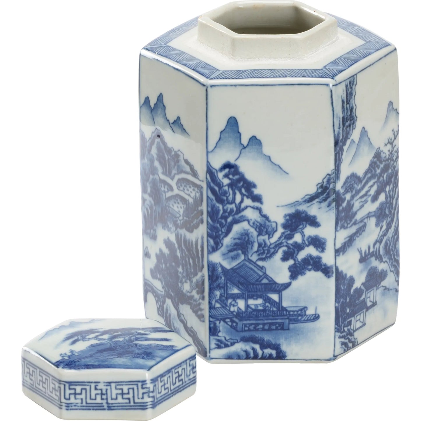 003 SI-2334979 | Additional Silo | Shan Ginger Jar by Chelsea House in blue, white, cream and blue, white glaze. Made from unique in a traditional style.