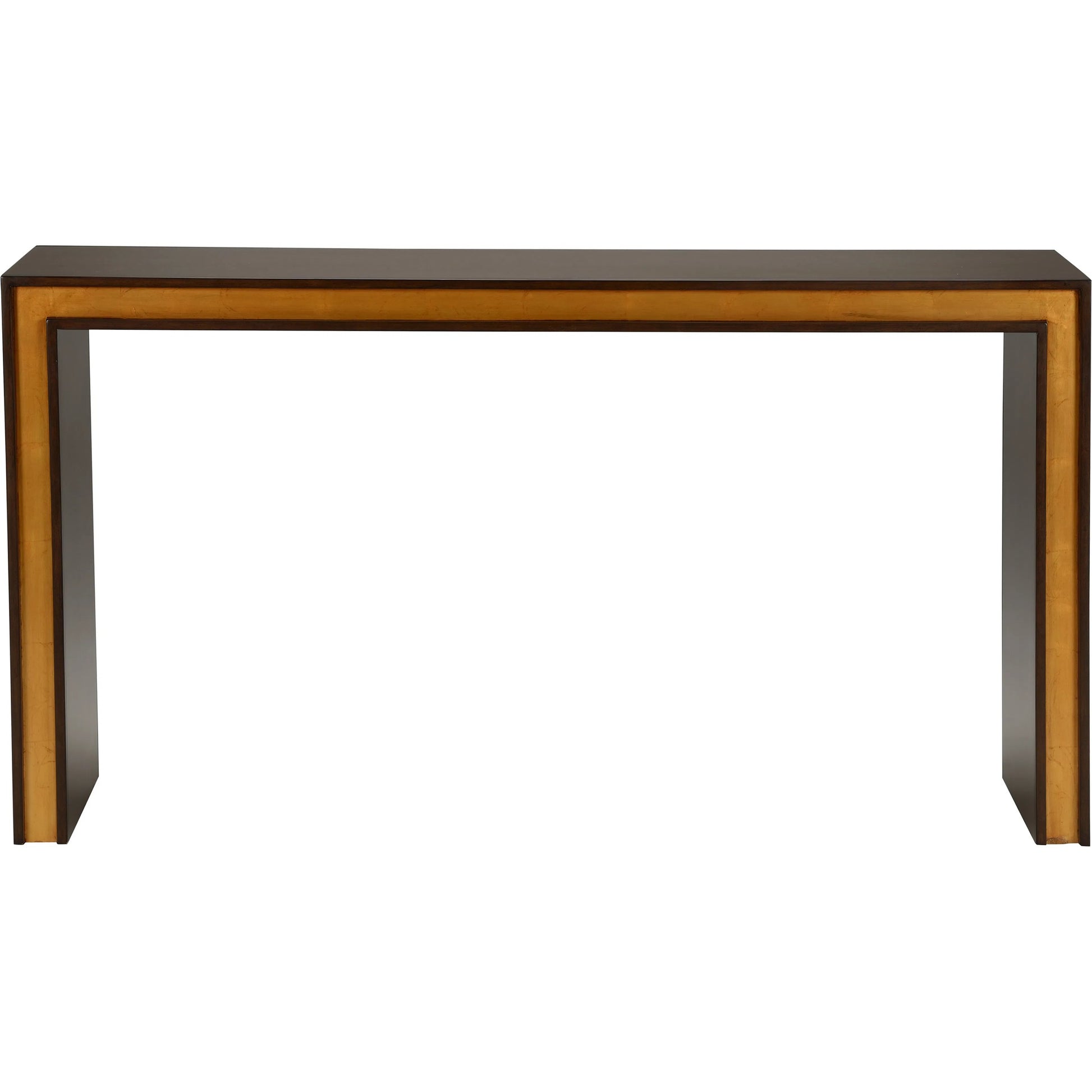 Baldwin Console by Chelsea House in brown and mahogany, antique gold leaf. Made from unique in a unique style.