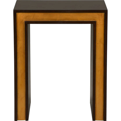 Baldwin End Table by Chelsea House in brown, gold and mahogany, antique gold leaf. Made from unique in a modern style.
