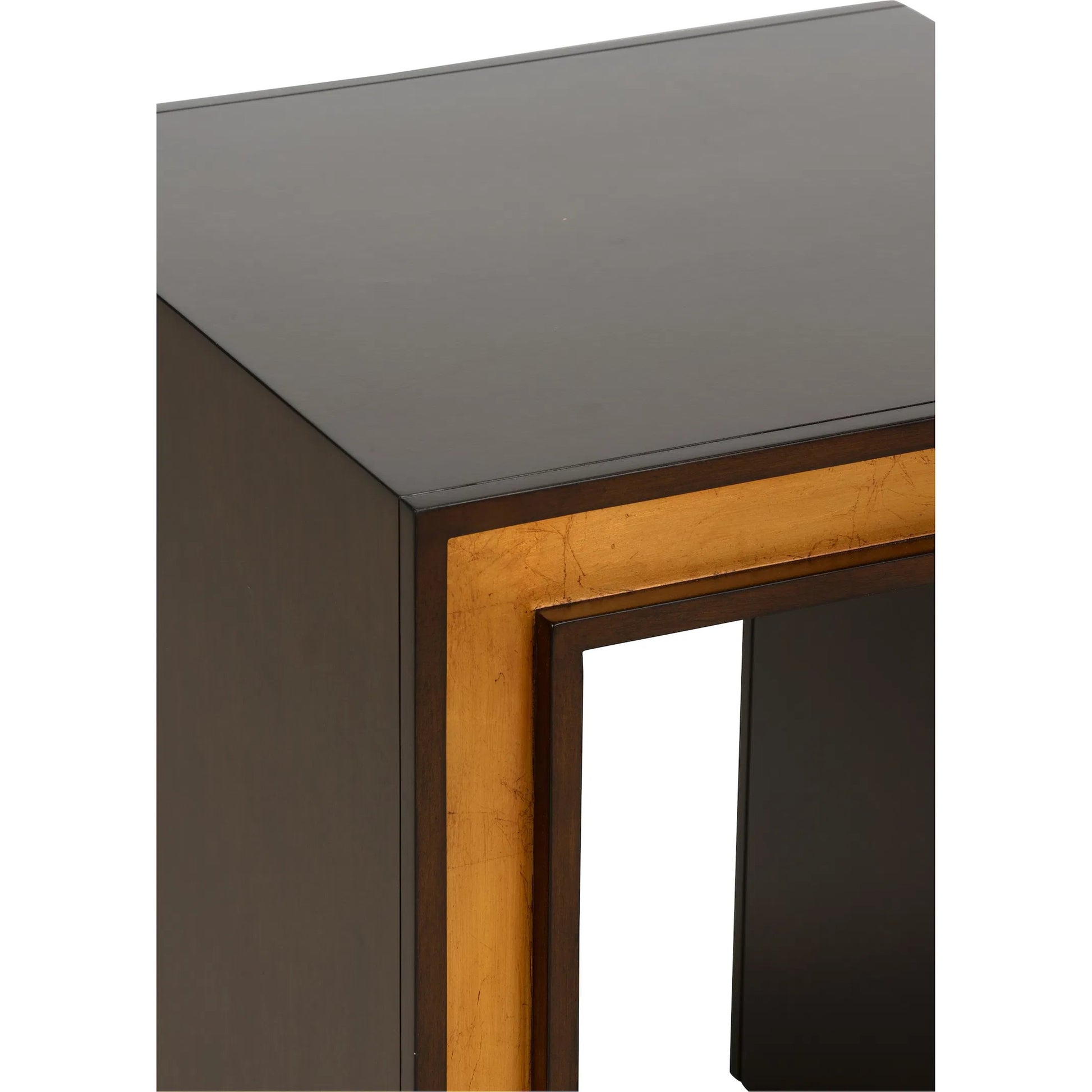 Baldwin End Table by Chelsea House in brown, gold and mahogany, antique gold leaf. Made from unique in a modern style.