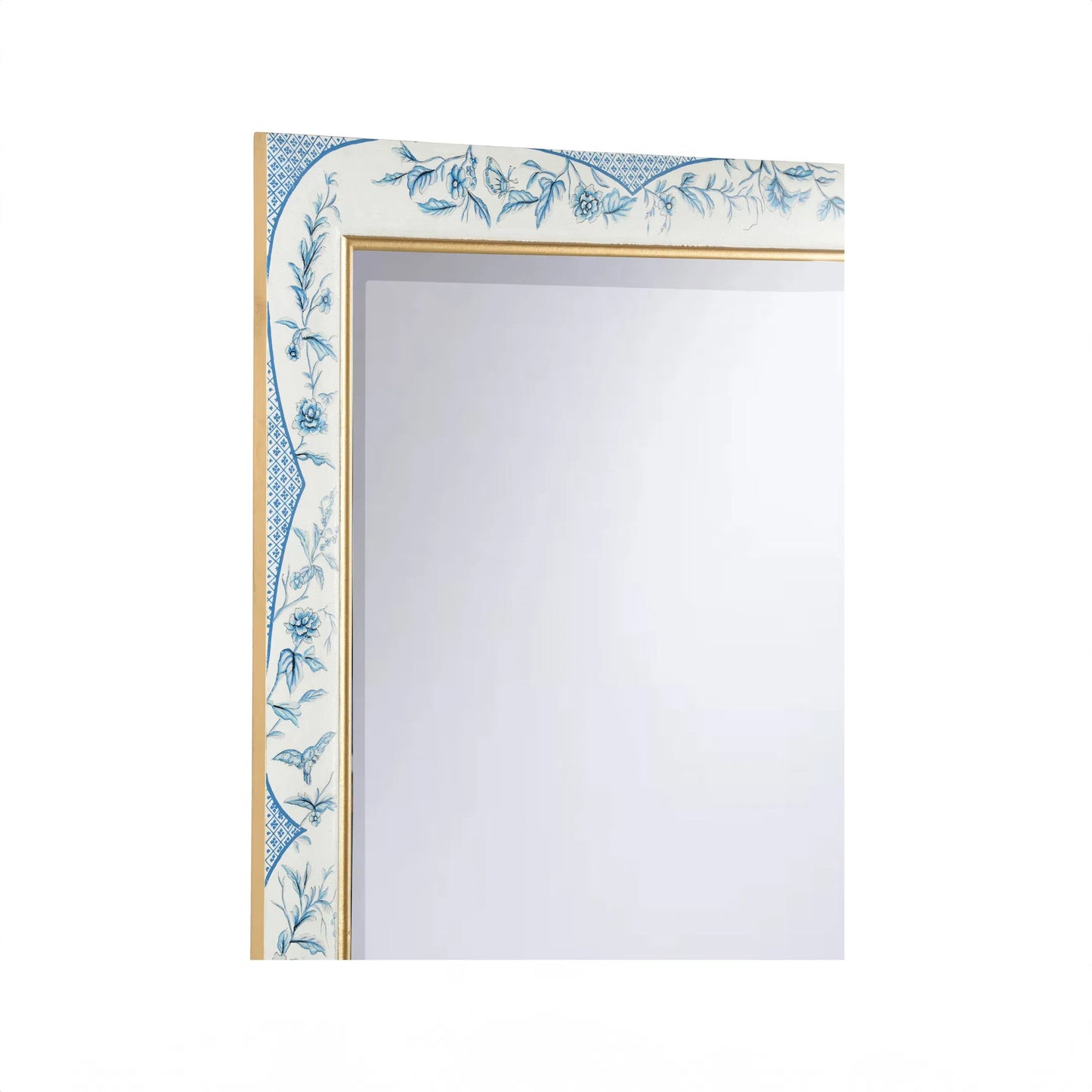 002 SI-2334707 | Closeup | Bagatelle Mirror by Chelsea House in white, cream, blue and hand painted, beveled. Made from unique in a traditional style.