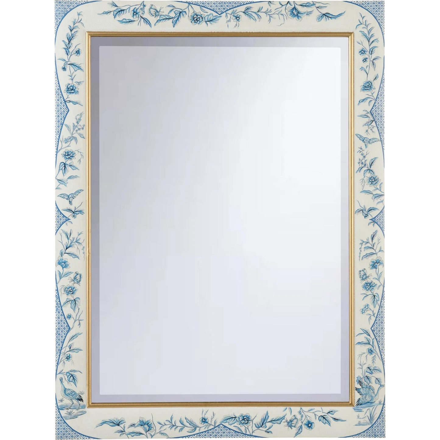 001 SI-2334707 | Primary Silo | Bagatelle Mirror by Chelsea House in white, cream, blue and hand painted, beveled. Made from unique in a traditional style.