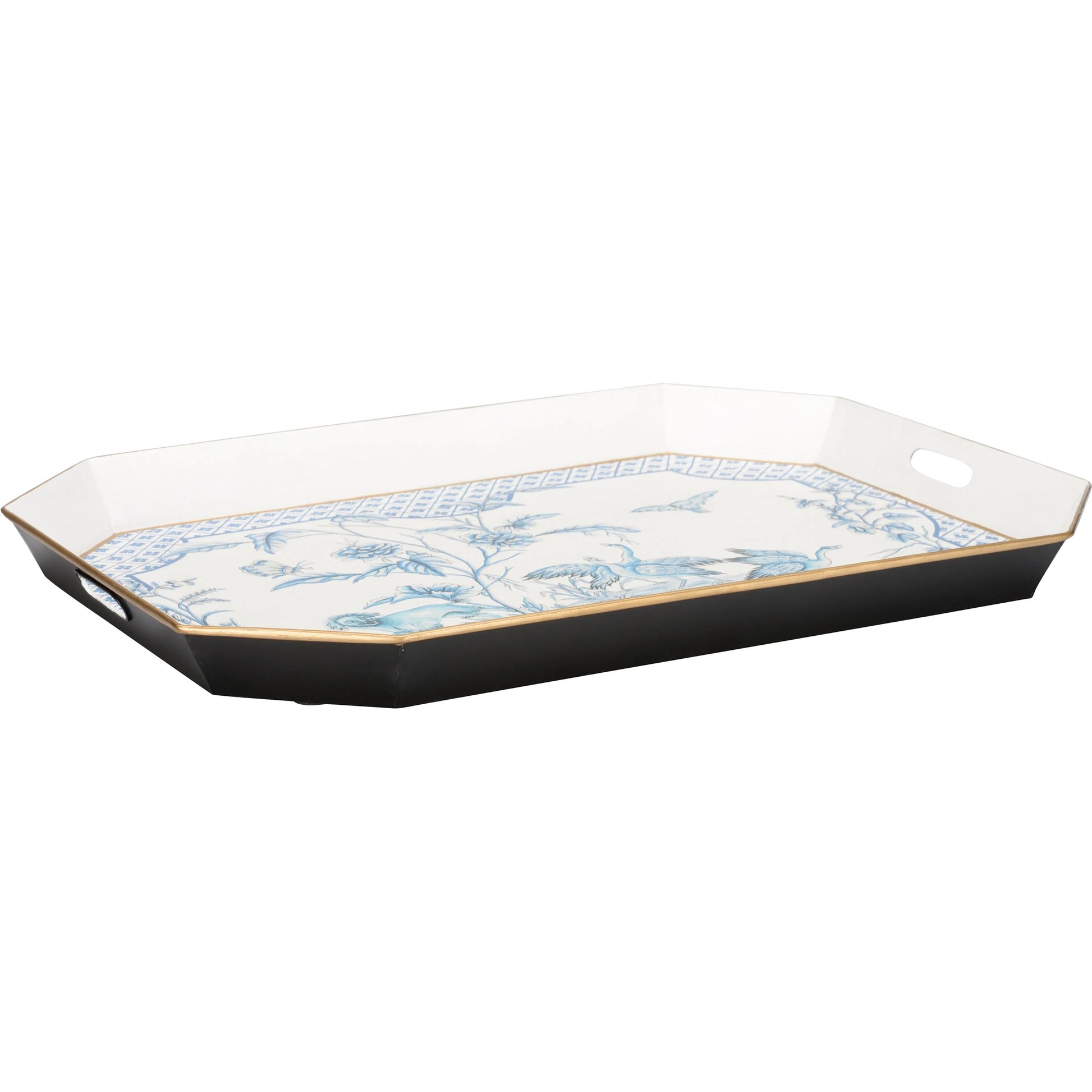 Bagatelle Tray by Chelsea House in white, cream, blue and hand painted. Made from unique in a unique style.