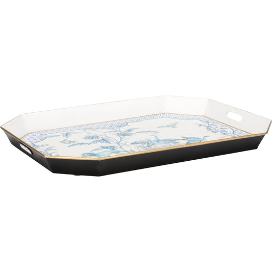 001 SI-2387638 | Primary Silo | Bagatelle Tray by Chelsea House in white, cream, blue and hand painted. Made from unique in a unique style.