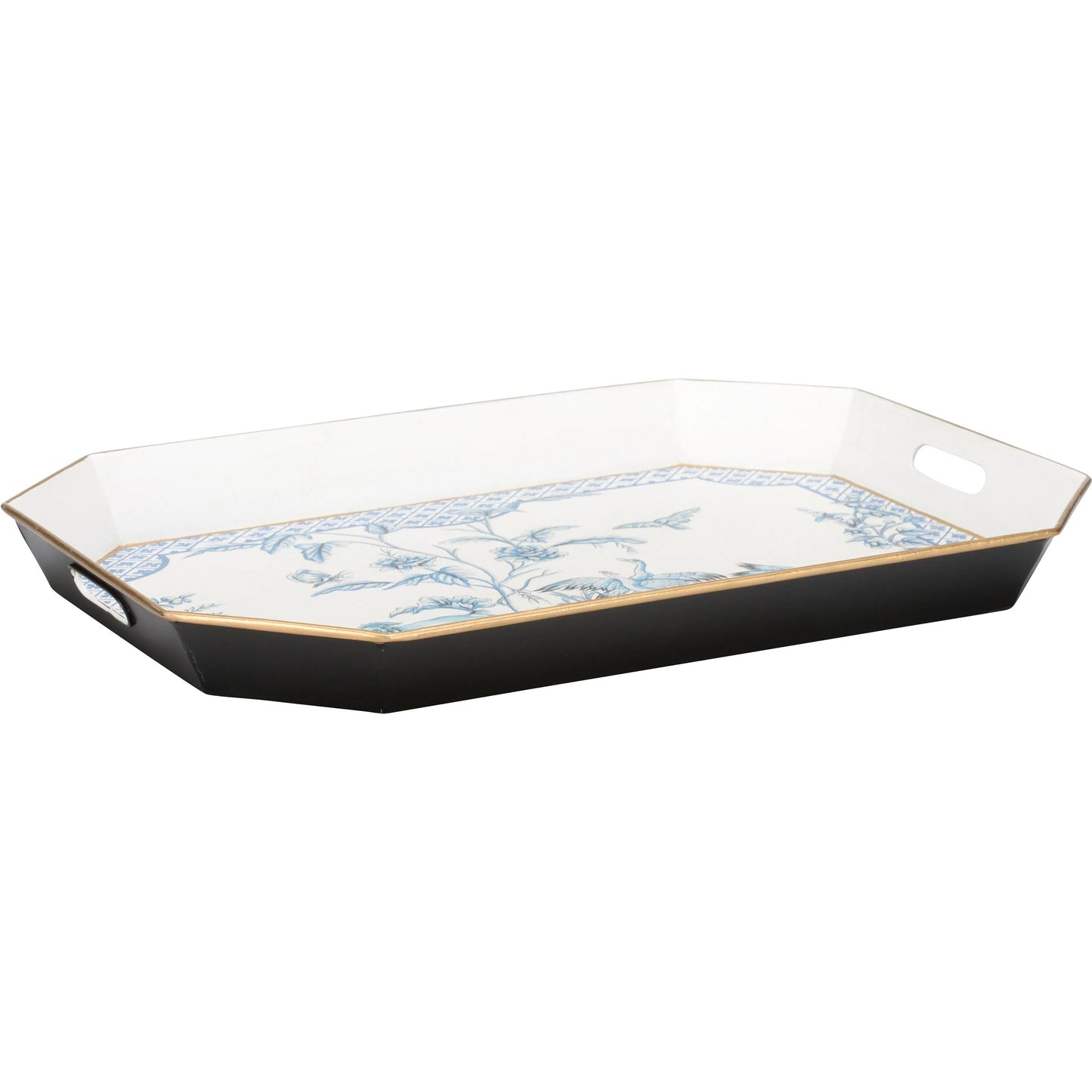 001 SI-2387639 | Primary Silo | Bagatelle Tray II by Chelsea House in white, cream, blue and hand painted. Made from unique in a traditional style.