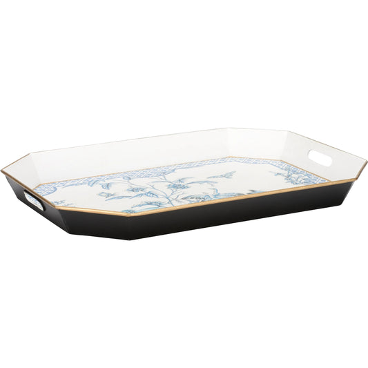 Bagatelle Tray II by Chelsea House in white, cream, blue and hand painted. Made from unique in a unique style.
