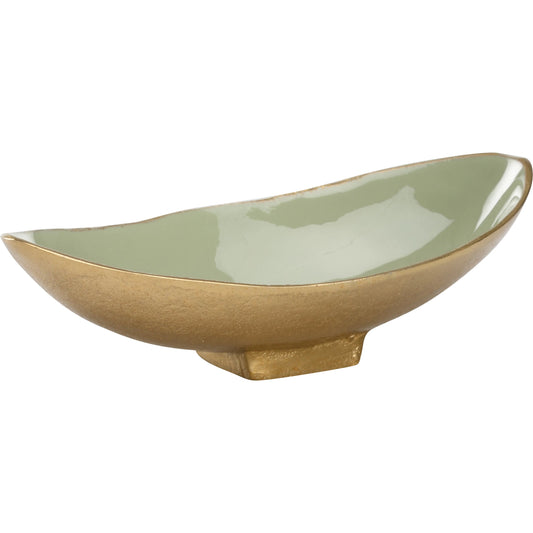 Green Enameled Bowl by Chelsea House in green, gold and textured brass, green. Made from unique in a unique style.