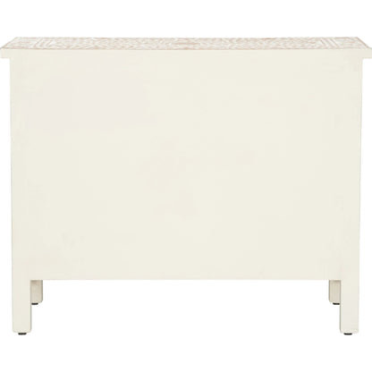 Zara Chest by Chelsea House in brown, white, cream and brown, white. Made from teak wood in a unique style.