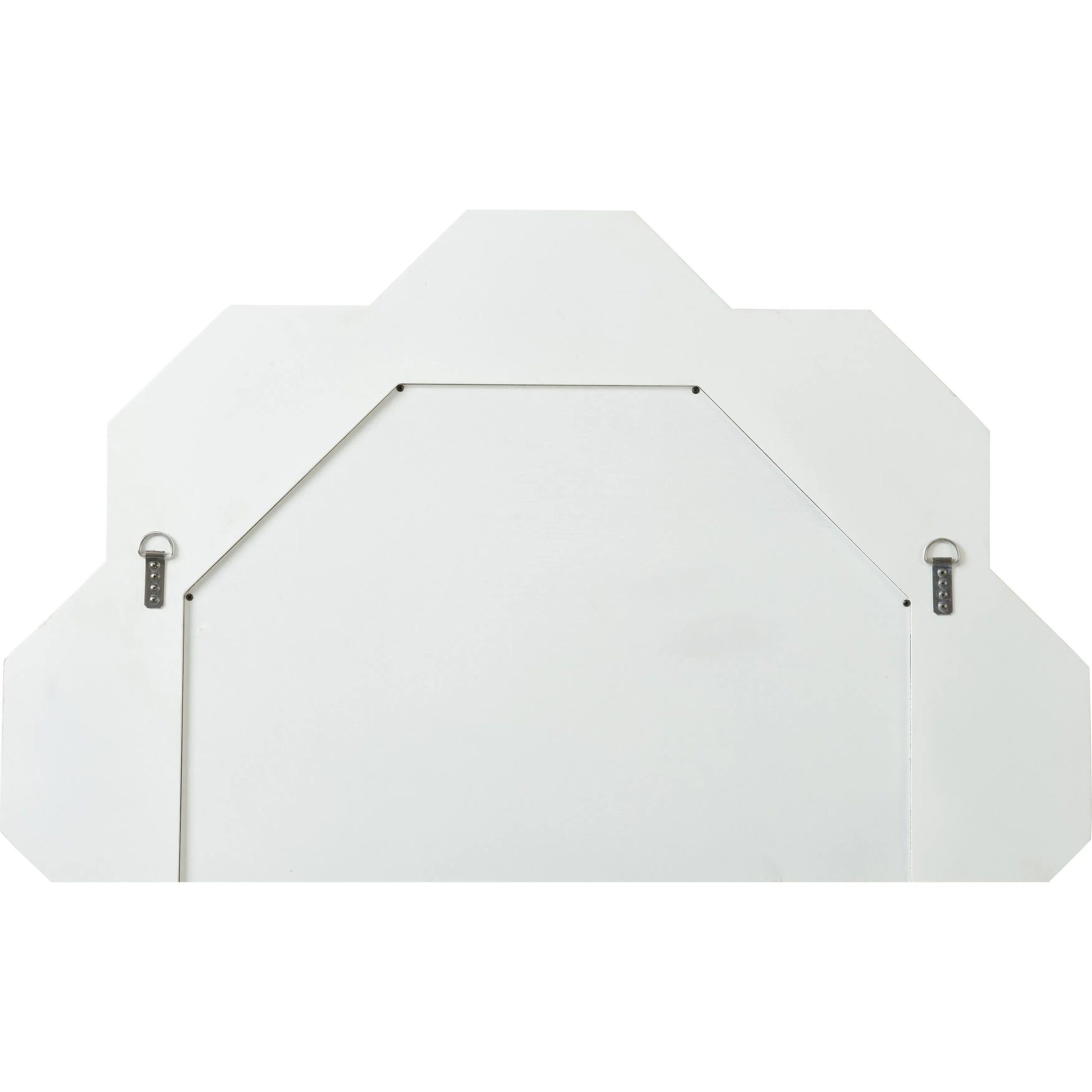 Myra Mirror by Chelsea House in white, cream and white, natural white, clear, plain. Made from wood, white leather, abalone shell inlays in a unique style.