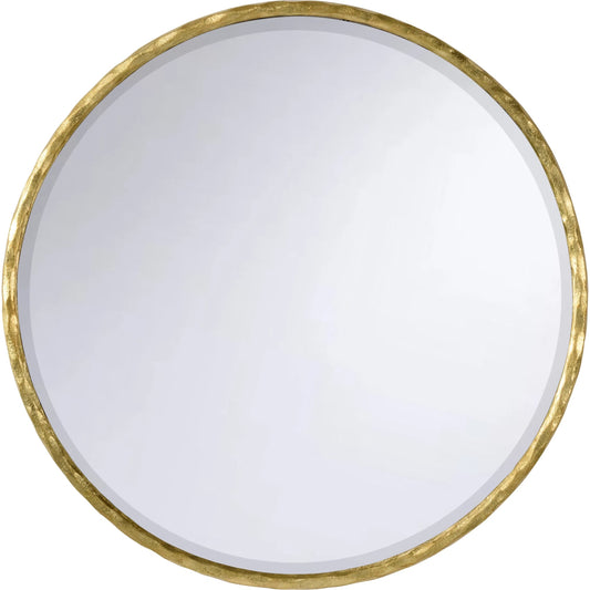 Hand Hammered Round Mirror by Chelsea House in gold. Made from unique in a unique style.