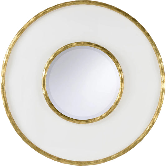 Hand Hammered and Acrylic Mirror by Chelsea House in gold and gold, clear, plain. Made from unique in a unique style.