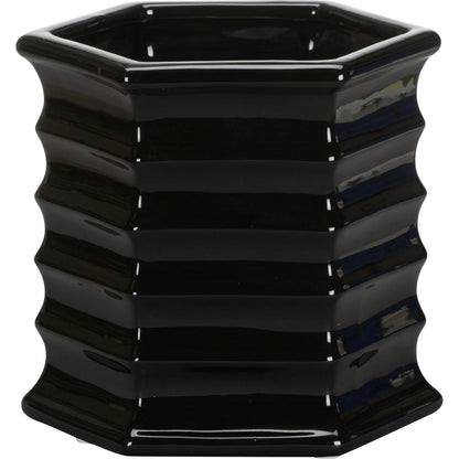 Willow Black Planter by Chelsea House in black and black glaze. Made from unique in a modern style.