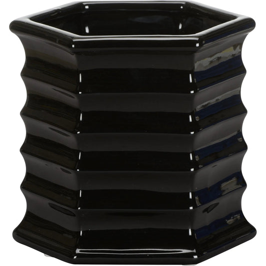 Willow Black Planter by Chelsea House in black and black glaze. Made from unique in a unique style.