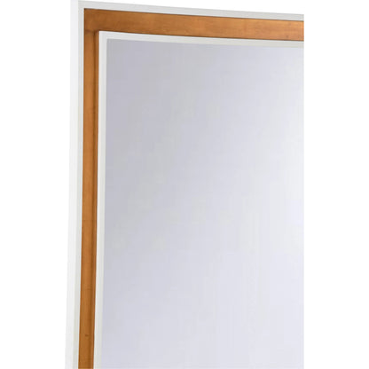 Baldwin Mirror White by Chelsea House in white, cream and white, antique gold leaf, clear, plain. Made from unique in a transitional style.