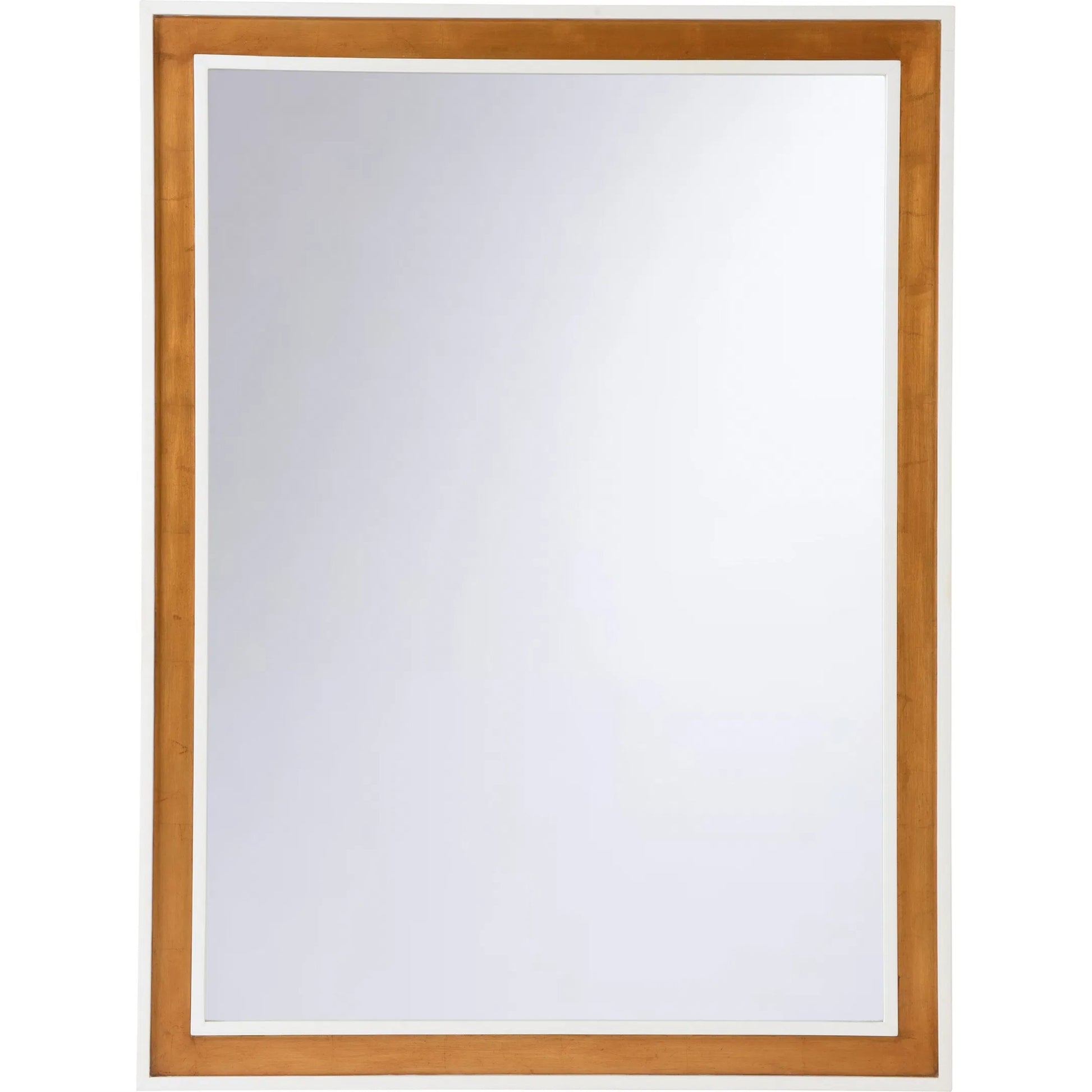 Baldwin Mirror White by Chelsea House in white, cream and white, antique gold leaf, clear, plain. Made from unique in a transitional style.