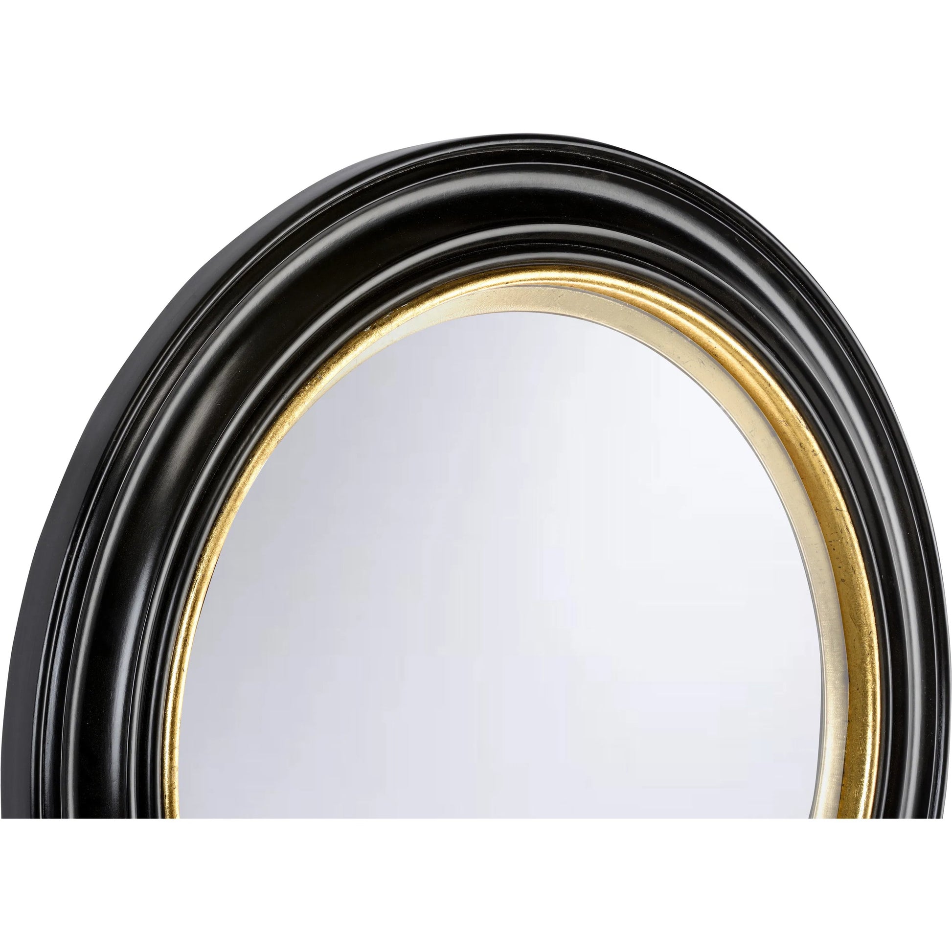 Midnight Circular Mirror by Chelsea House in black, gold and black, gold leaf, convex. Made from unique in a modern style.