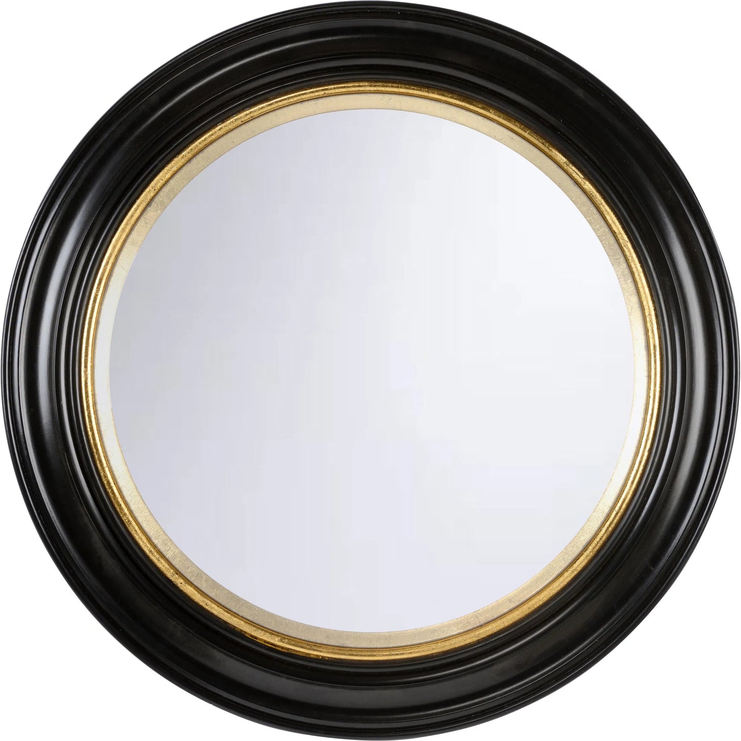 001 SI-2334904 | Primary Silo | Midnight Circular Mirror by Chelsea House in black, gold and black, gold leaf, convex. Made from unique in a modern style.