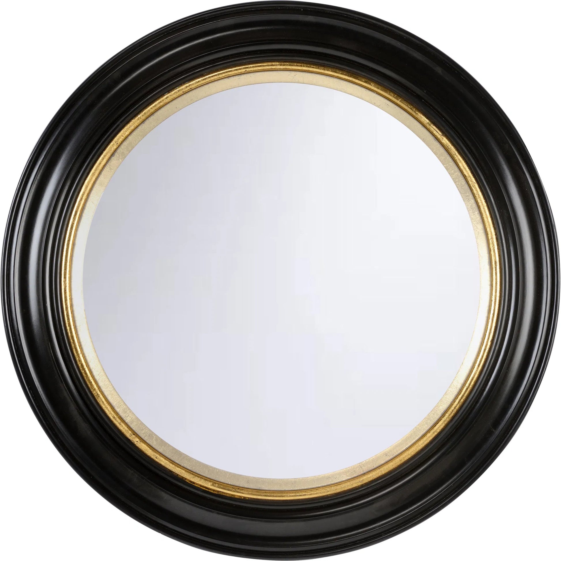 Midnight Circular Mirror by Chelsea House in black, gold and black, gold leaf, convex. Made from unique in a modern style.