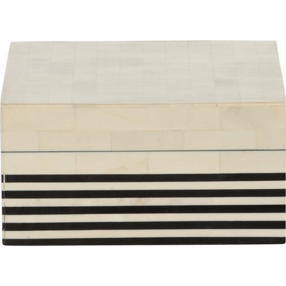 Howell Striped Box by Chelsea House in black, white, cream and natural white, black. Made from unique in a unique style.