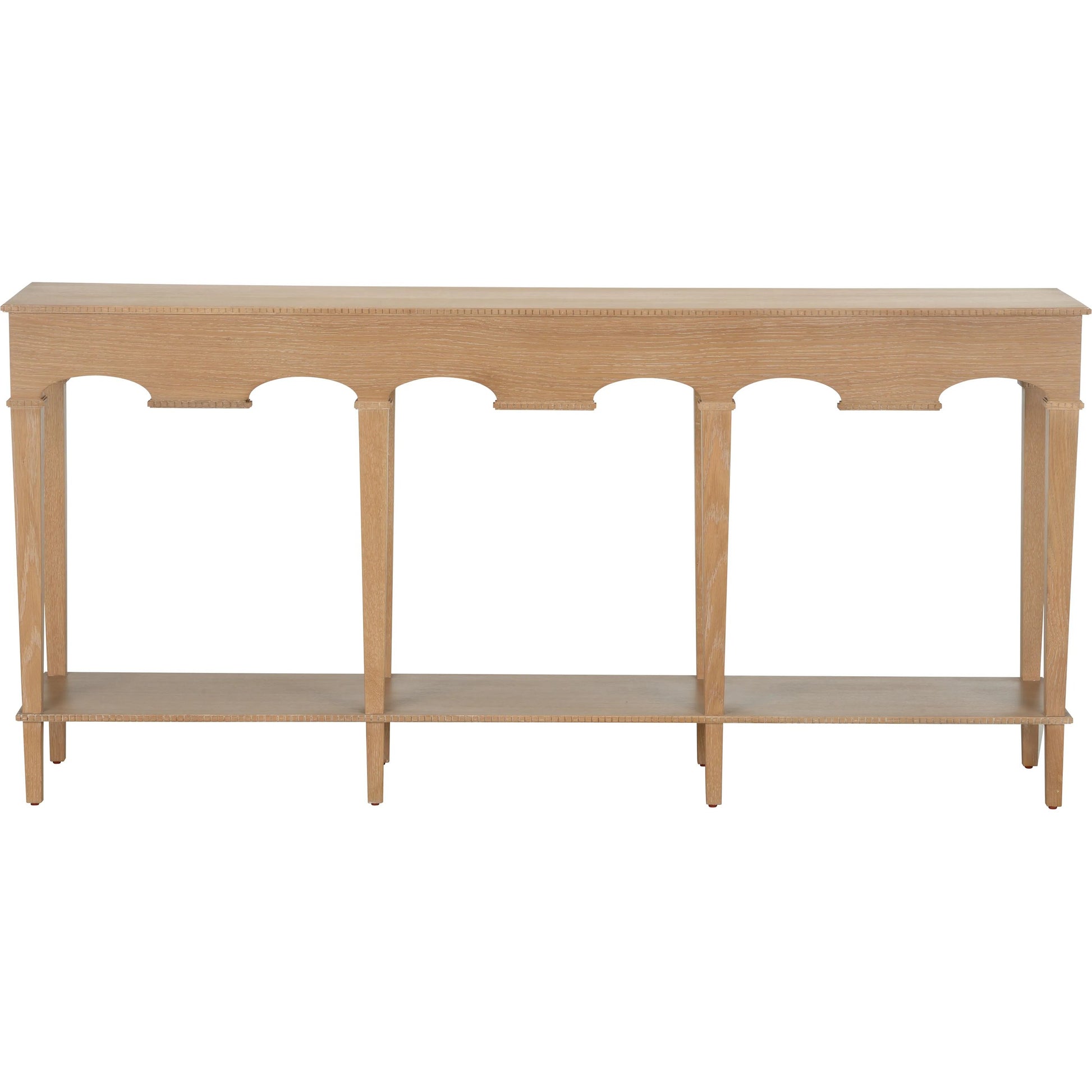 Oslo Console by Chelsea House. Made from cerused oak in a unique style.
