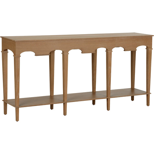 Oslo Console by Chelsea House. Made from cerused oak in a unique style.