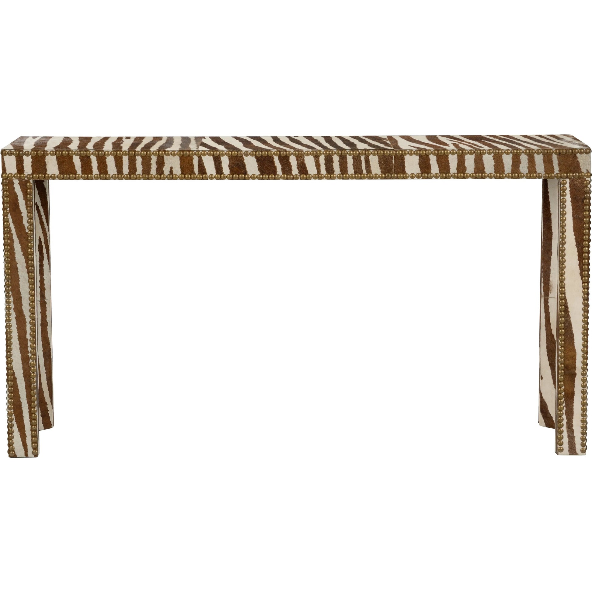 Zebra Console Table by Chelsea House in brown, white, cream and zebra print. Made from unique in a eclectic & global style.
