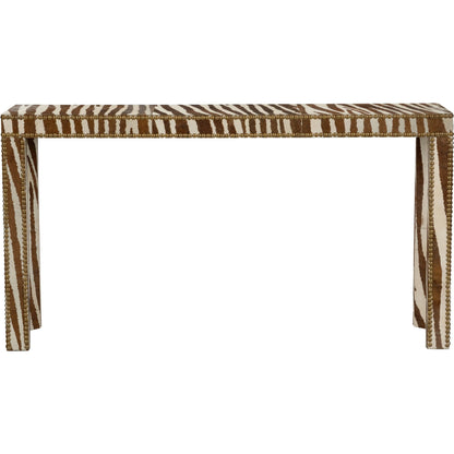 Zebra Console Table by Chelsea House in brown, white, cream and zebra print. Made from unique in a eclectic & global style.