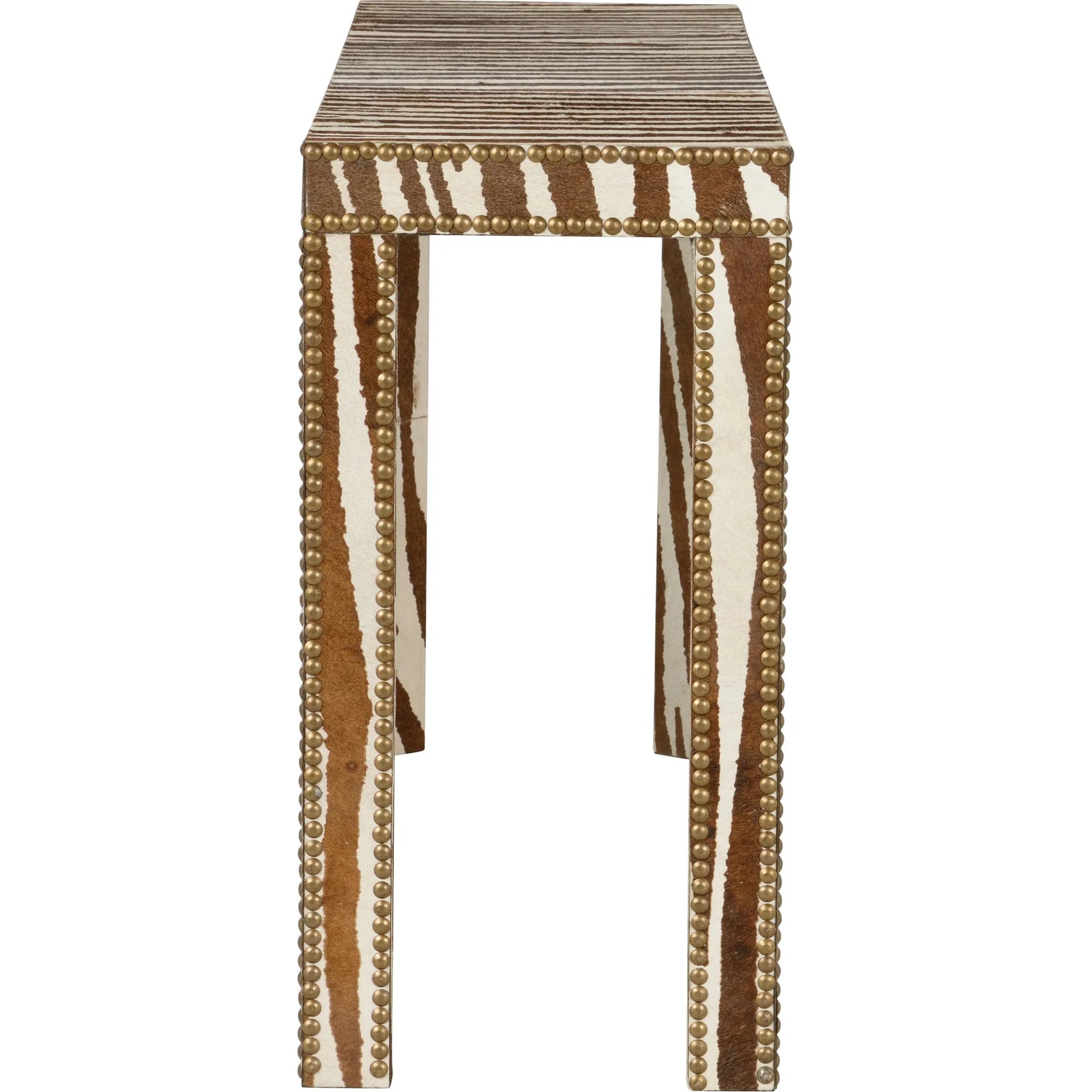 Zebra Console Table by Chelsea House in brown, white, cream and zebra print. Made from unique in a eclectic & global style.