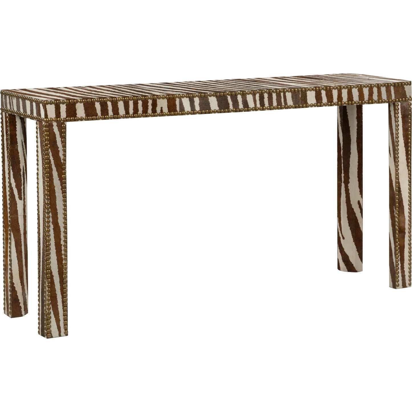001 SI-2335065 | Primary Silo | Zebra Console Table by Chelsea House in brown, white, cream and zebra print. Made from unique in a eclectic & global style.