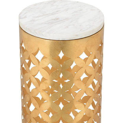 Harper Pedestal by Chelsea House in gold, white, cream and natural white, antique gold leaf. Made from unique in a modern style.